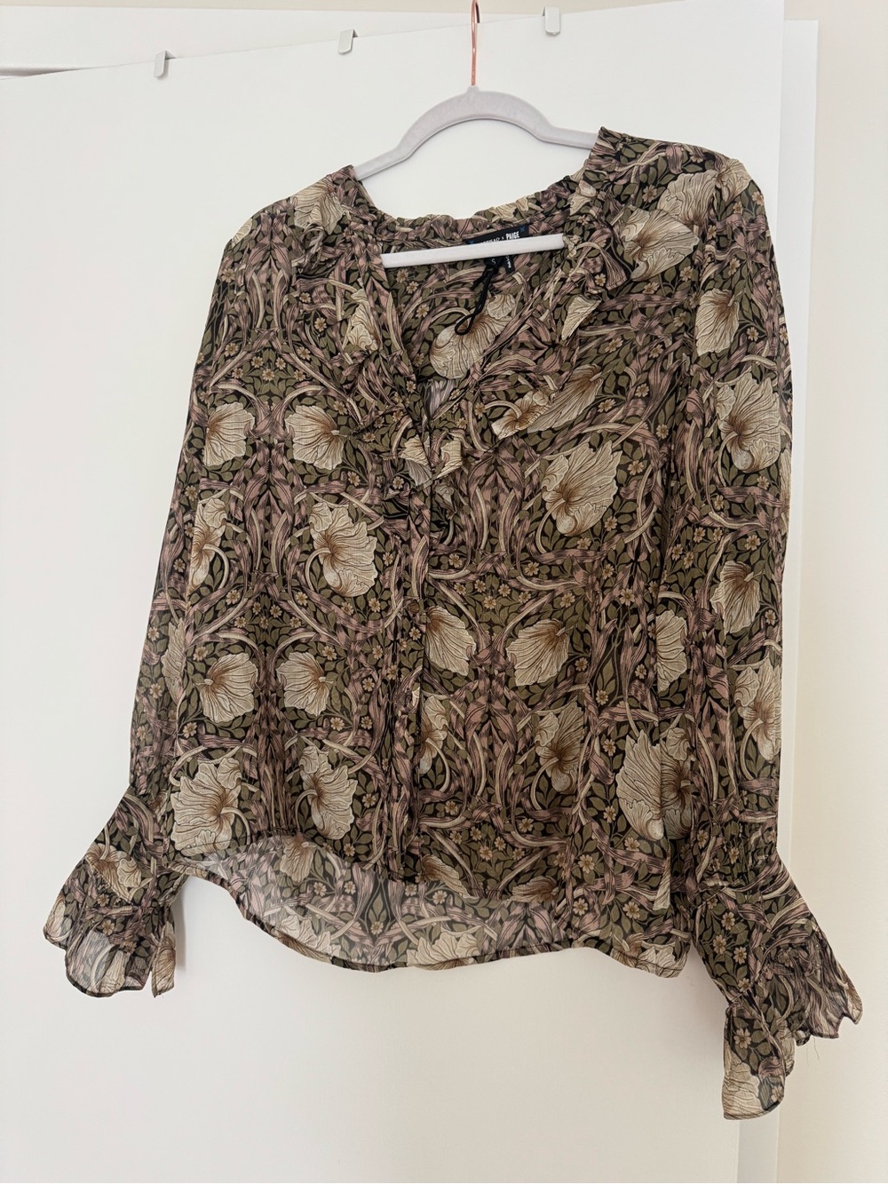 Paige silk sheer button down in fall colors